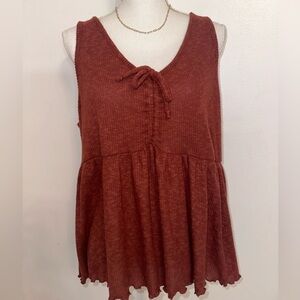 Maurice’s- Rust Burnt Orange Ribbed Sleeveless Babydoll Top Women’s Plus XXL